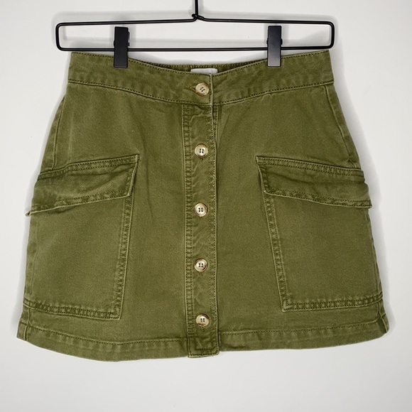 BDG UO SIZE SMALL GREEN DENIM MINI SKIRT WITH POCKETS - Picture 1 of 8